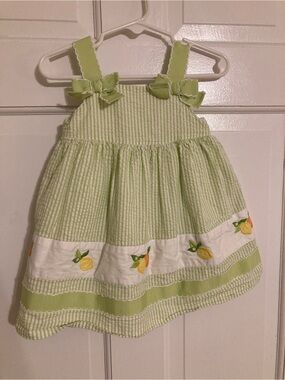 Gymboree Lime Green Seersucker Sundress with Citrus Embroidery